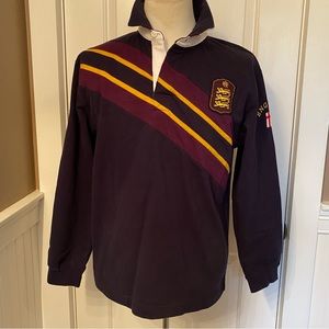 KENT & CURWEN MENS RUGBY POLO SHIRT ENGLAND BLUE PURPLE WHITE COTTON UK 40 US M